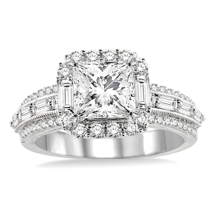 7/8 Ctw Diamond Semi-Mount Engagement Ring in 14K White Gold