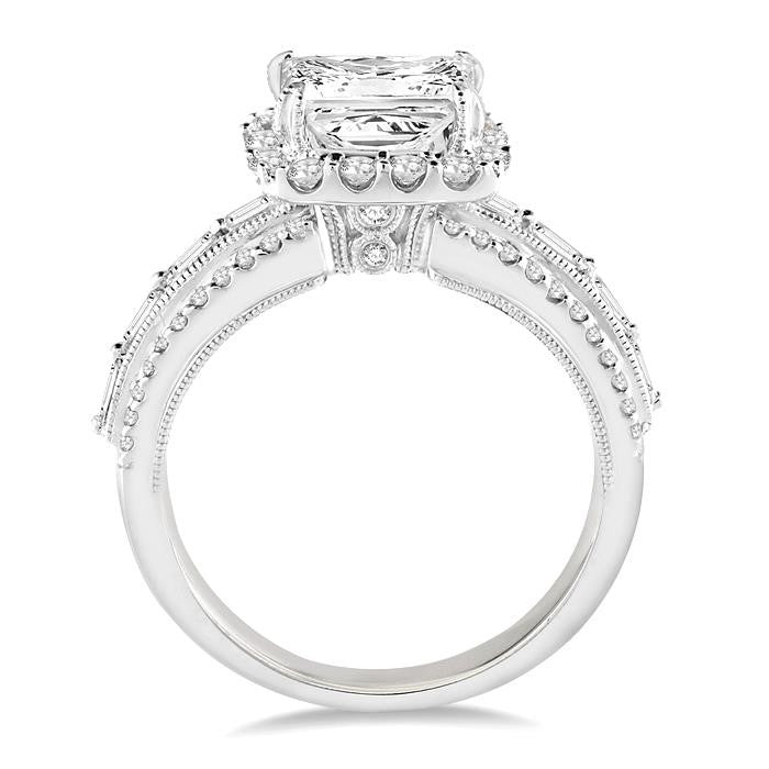 7/8 Ctw Diamond Semi-Mount Engagement Ring in 14K White Gold