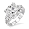 1 1/3 Ctw Diamond Semi-Mount Engagement Ring in 14K White Gold
