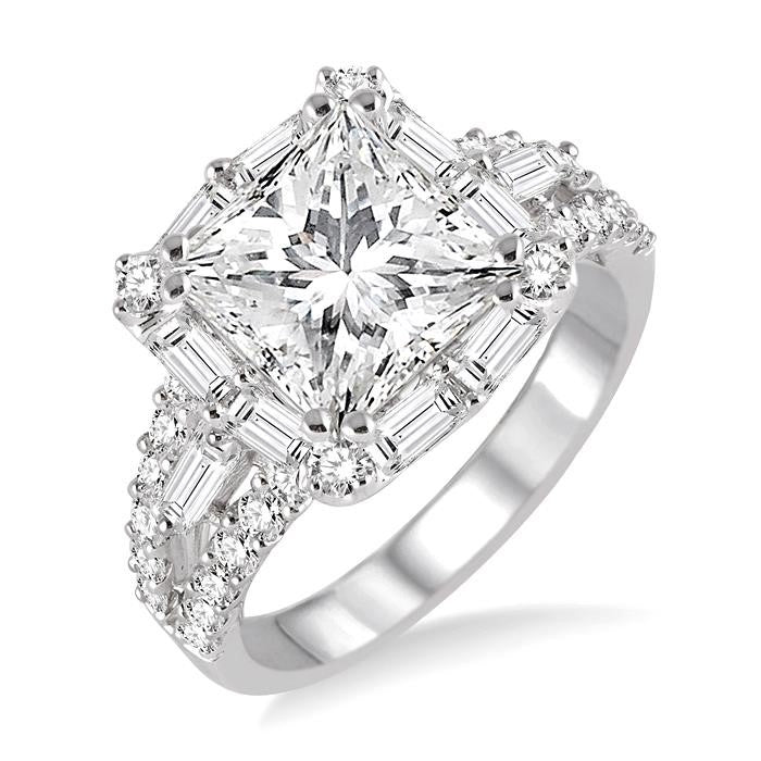 1 1/3 Ctw Diamond Semi-Mount Engagement Ring in 14K White Gold