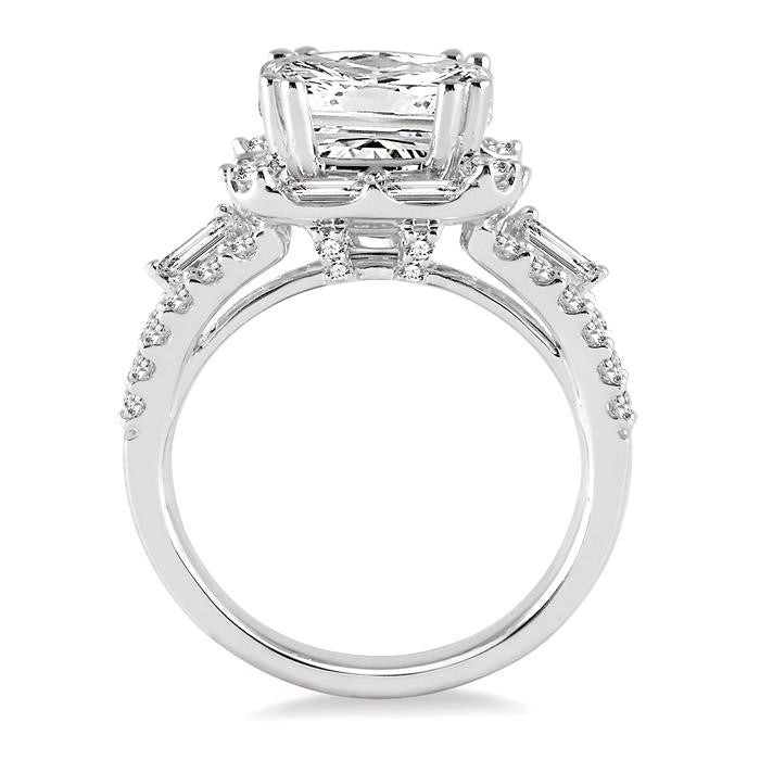 1 1/3 Ctw Diamond Semi-Mount Engagement Ring in 14K White Gold