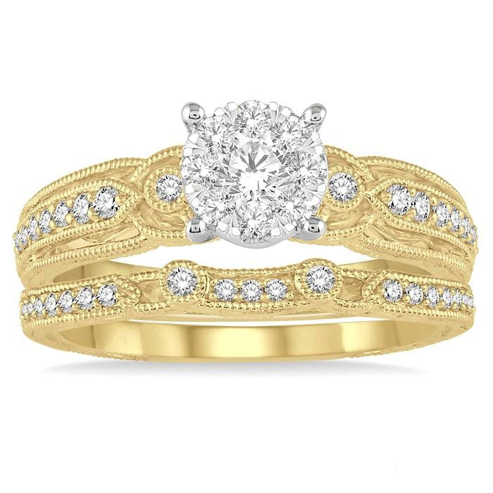 Round Shape Shine Bright Diamond Wedding Set