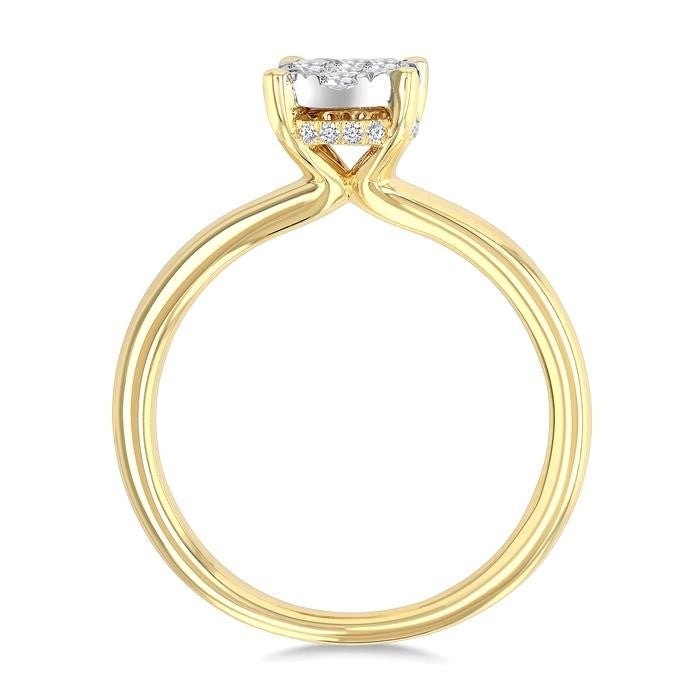 1/2 Ctw Shine Bright Oval Shaped Round Cut Diamond Ring in 14K Yellow and White Gold