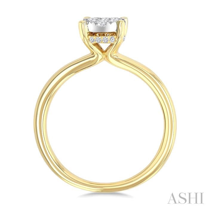1/2 Ctw Shine Bright Oval Shaped Round Cut Diamond Ring in 14K Yellow and White Gold