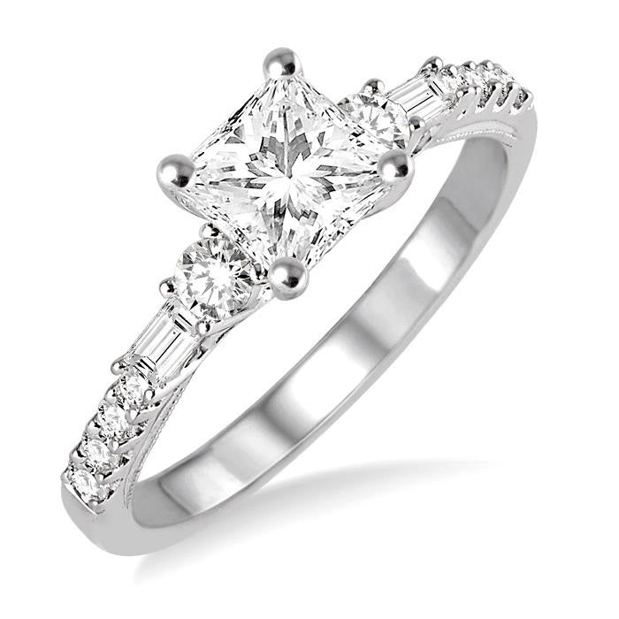 Princess Shape Semi-Mount Diamond Engagement Ring