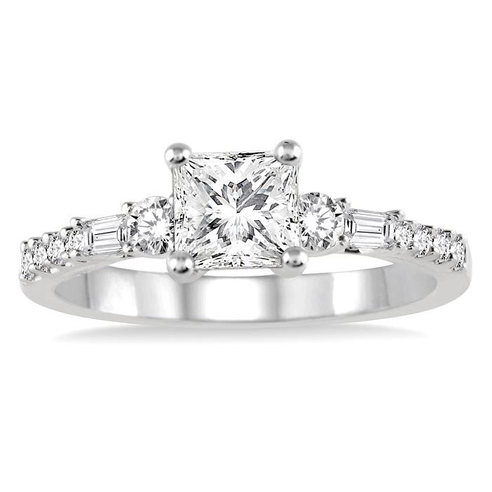 Princess Shape Semi-Mount Diamond Engagement Ring