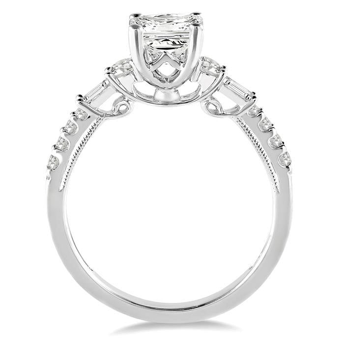 Princess Shape Semi-Mount Diamond Engagement Ring