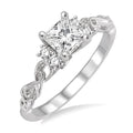 1/2 Ctw Diamond Engagement Ring with 1/3 Ct Princess Cut Center Stone in 14K White Gold