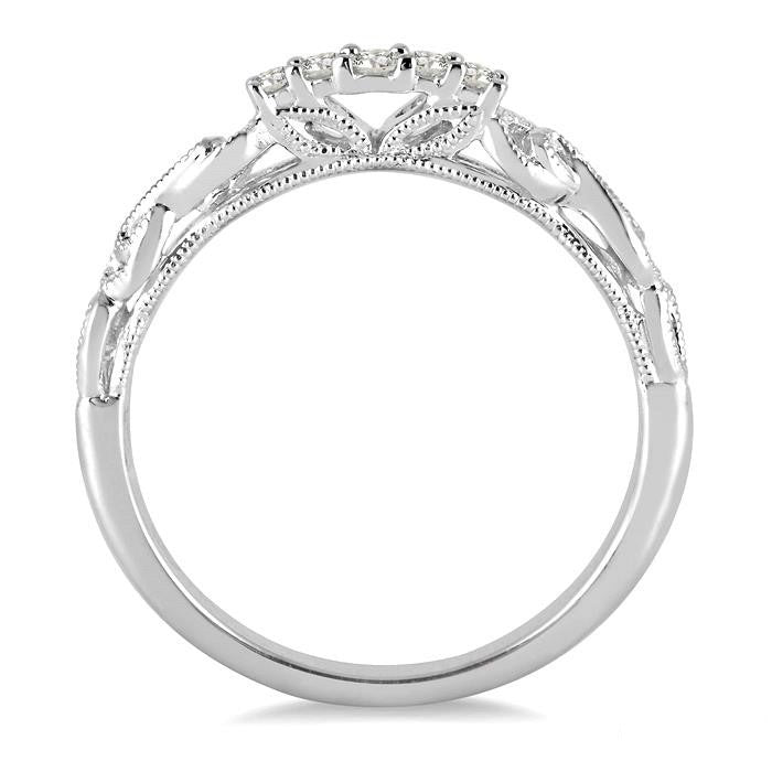 1/10 Ctw Round Cut Diamond Wedding Band in 14K White Gold
