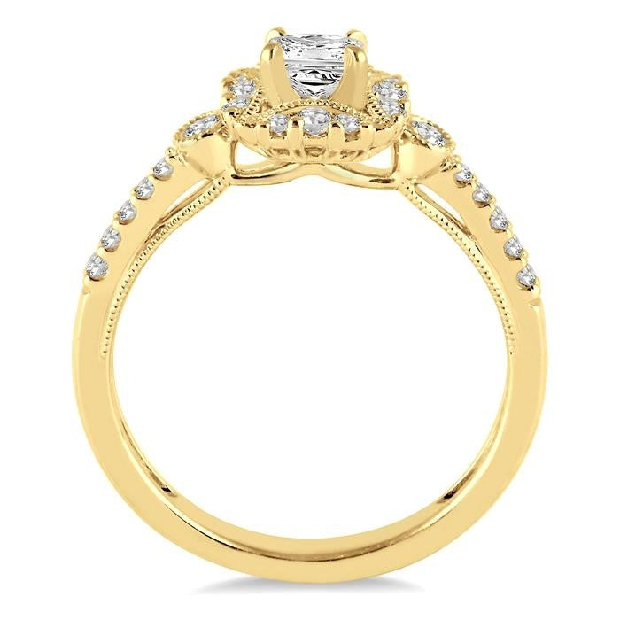 1/4 Ctw Diamond Semi-Mount Engagement Ring in 14K Yellow Gold