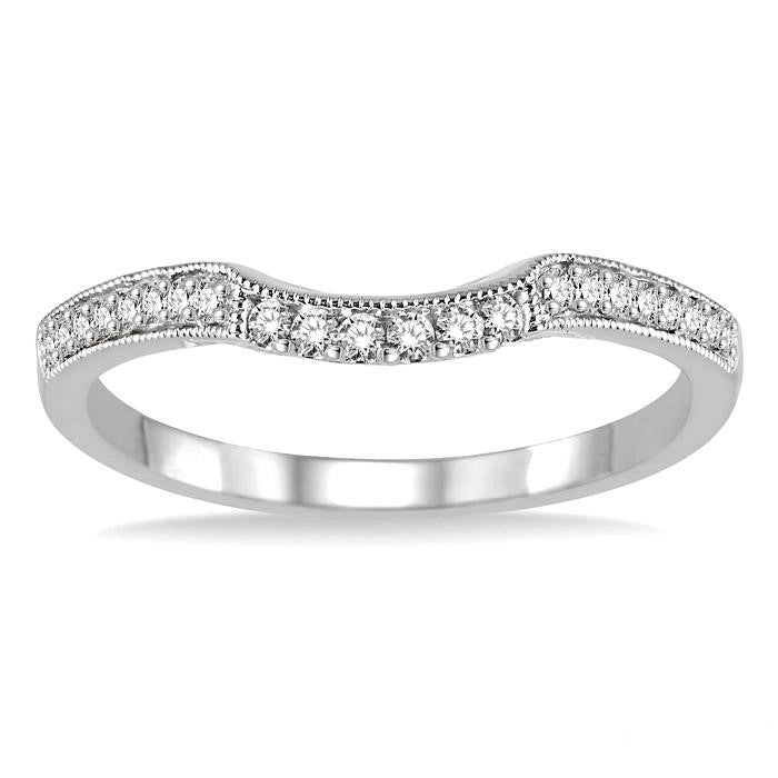 1/6 Ctw Round Cut Diamond Wedding Band in 14K White Gold