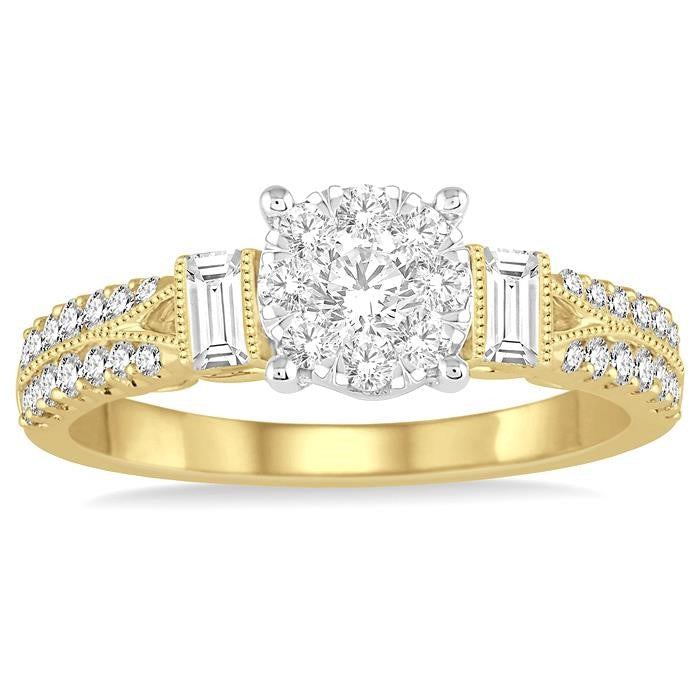 3/4 Ctw Diamond Shine Bright Engagement Ring in 14K Yellow and White Gold