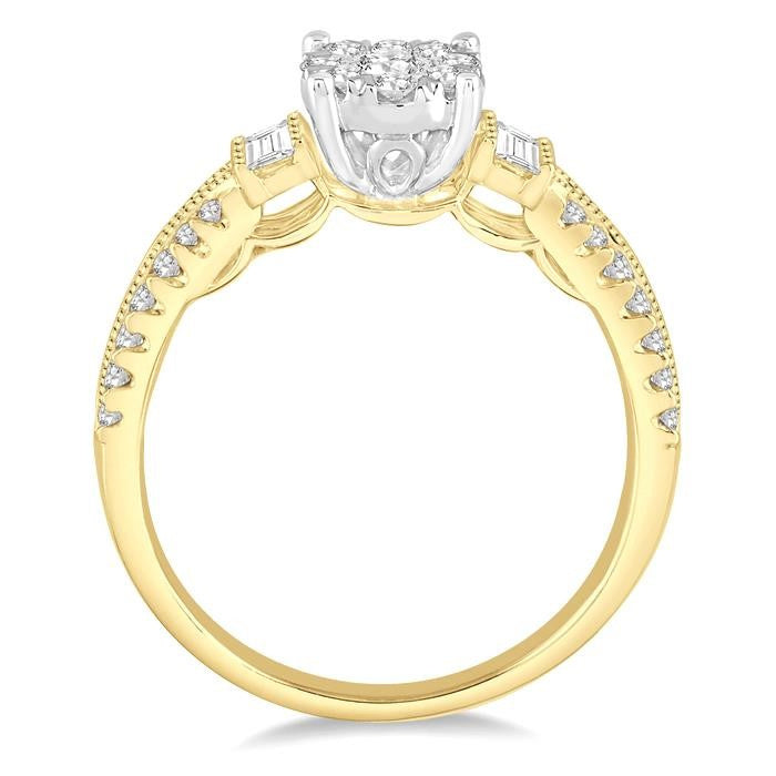 3/4 Ctw Diamond Shine Bright Engagement Ring in 14K Yellow and White Gold