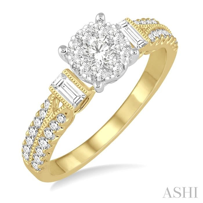 3/4 Ctw Diamond Shine Bright Engagement Ring in 14K Yellow and White Gold