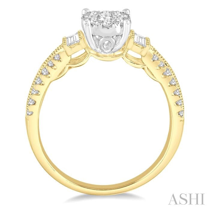 3/4 Ctw Diamond Shine Bright Engagement Ring in 14K Yellow and White Gold