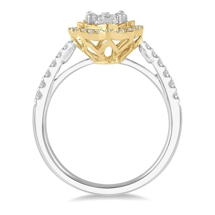 1/2 Ctw Star Shape Shine Bright Round Cut Diamond Ring in 14K White and Yellow Gold