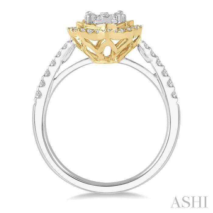1/2 Ctw Star Shape Shine Bright Round Cut Diamond Ring in 14K White and Yellow Gold