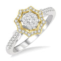 1/3 Ctw Star Shape Shine Bright Round Cut Diamond Ring in 14K White and Yellow Gold