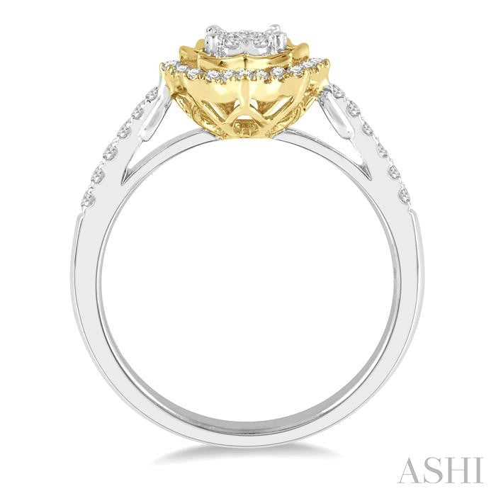 1/3 Ctw Star Shape Shine Bright Round Cut Diamond Ring in 14K White and Yellow Gold