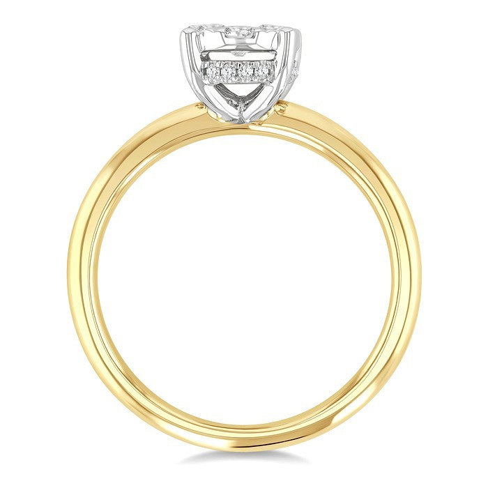 1/2 Ctw Shine Bright Oval Shape Round Cut Diamond Cluster Ring in 14K Yellow and White Gold