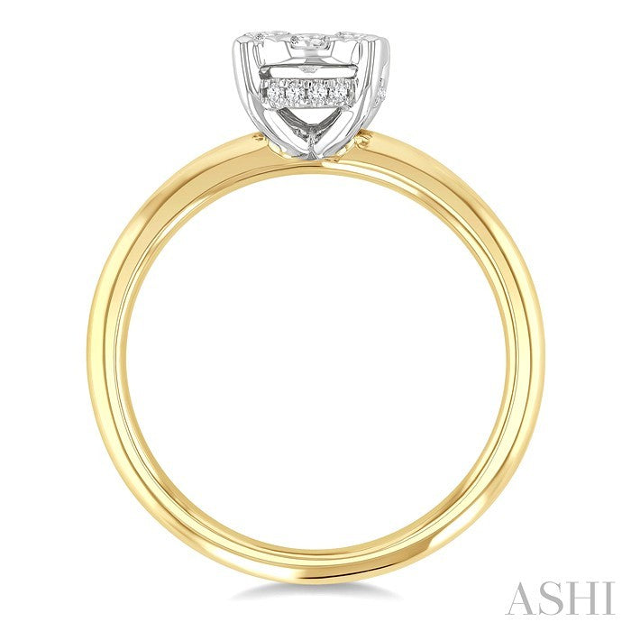1/2 Ctw Lovebright Oval Shape Round Cut Diamond Cluster Ring in 14K Yellow and White Gold