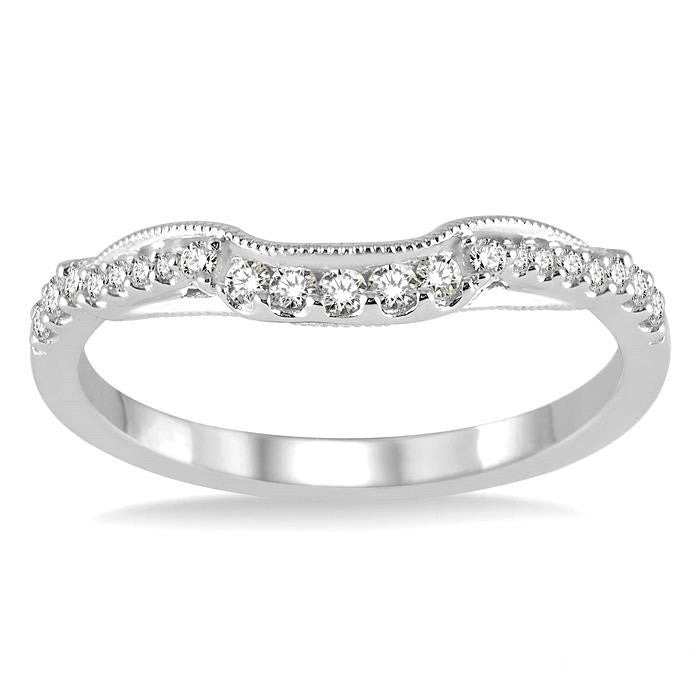1/6 Ctw Round Cut Diamond Wedding Band in 14K White Gold