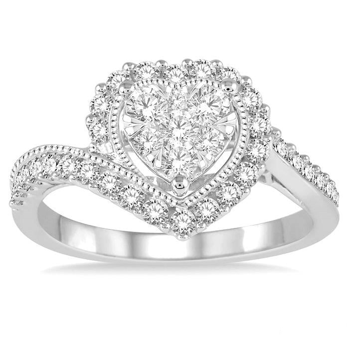 Heart Shape Halo Shine Bright Diamond Engagement Ring