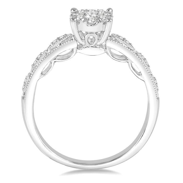 1/3 Ctw Round Cut Diamond Shine Bright Engagement Ring in 14K White Gold