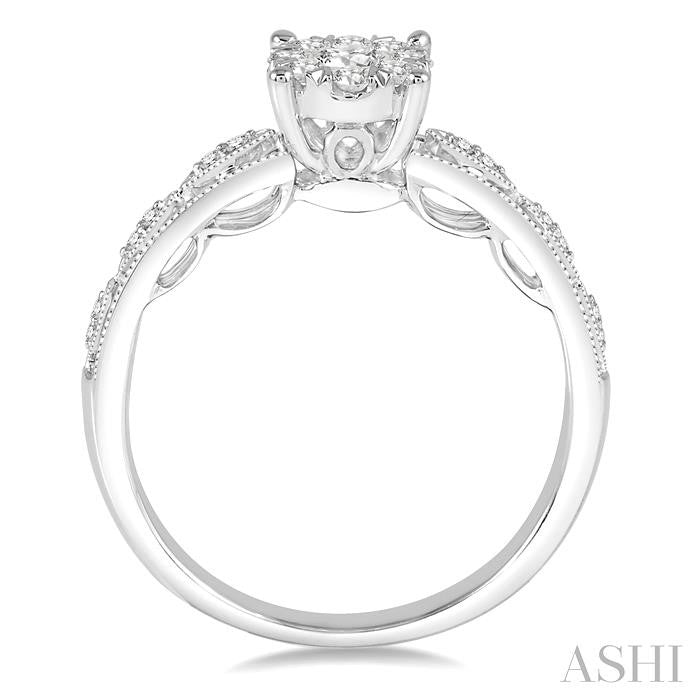 1/3 Ctw Round Cut Diamond Shine Bright Engagement Ring in 14K White Gold