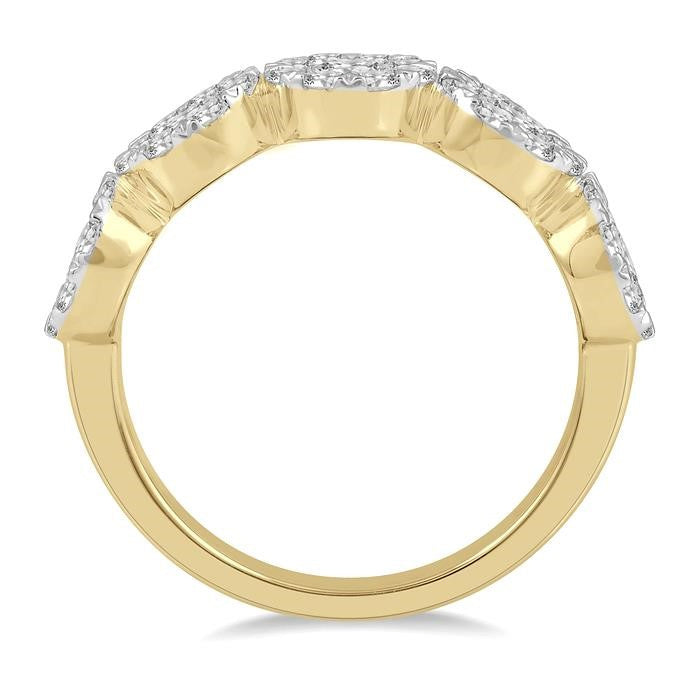 1 1/2 Ctw 5-Stone Shine Bright Round Cut Diamond Band in 14K Yellow and White Gold