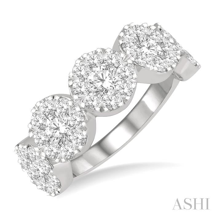 2 Ctw 5-Stone Lovebright Round Cut Diamond Band in 14K White Gold