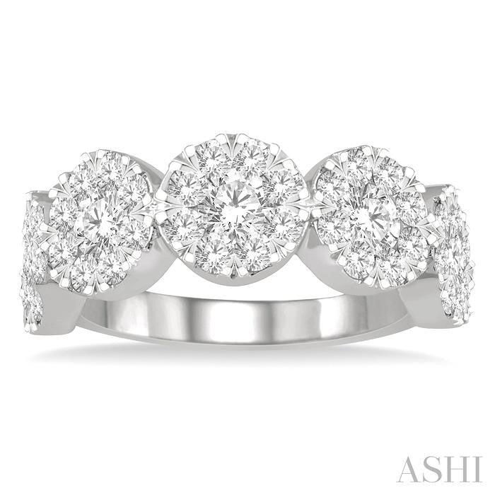 2 Ctw 5-Stone Lovebright Round Cut Diamond Band in 14K White Gold