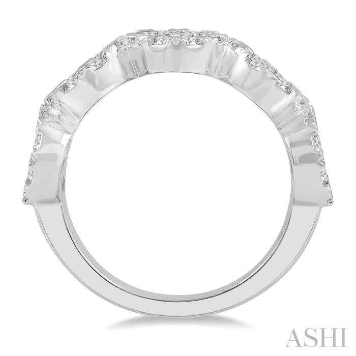 2 Ctw 5-Stone Lovebright Round Cut Diamond Band in 14K White Gold