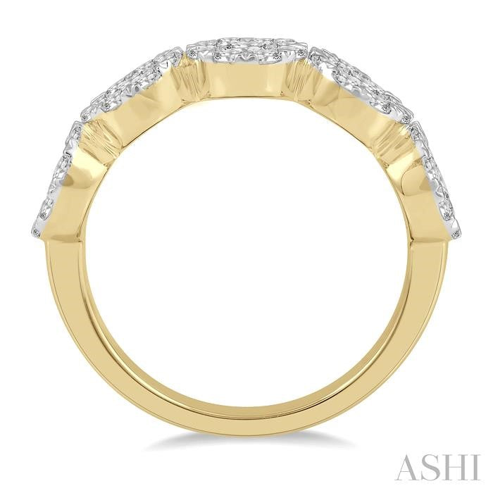 1 1/2 Ctw 5-Stone Lovebright Round Cut Diamond Band in 14K Yellow and White Gold