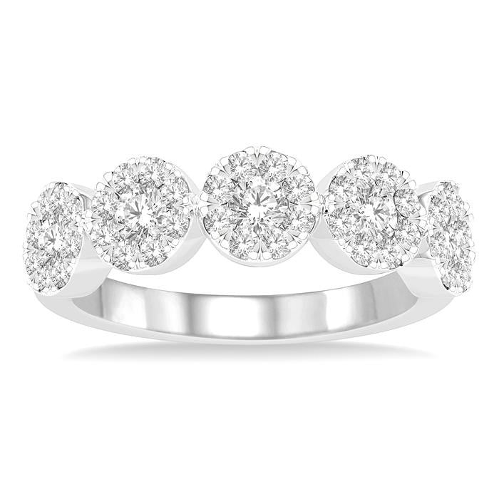1 Ctw 5-Stone Shine Bright Round Cut Diamond Band in 14K White Gold