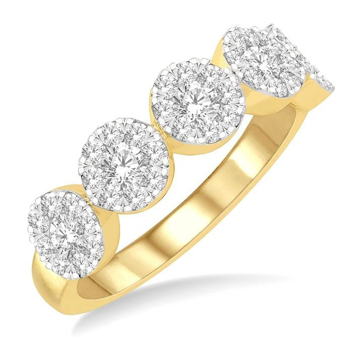 1 Ctw 5-Stone Shine Bright Round Cut Diamond Band in 14K Yellow and White Gold