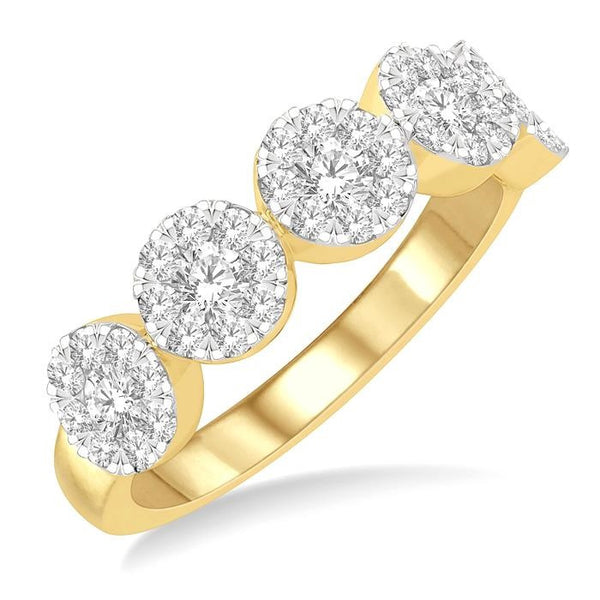 1 Ctw 5-Stone Shine Bright Round Cut Diamond Band in 14K Yellow and White Gold