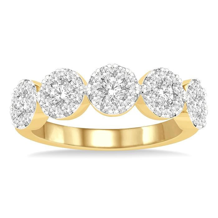 1 Ctw 5-Stone Shine Bright Round Cut Diamond Band in 14K Yellow and White Gold