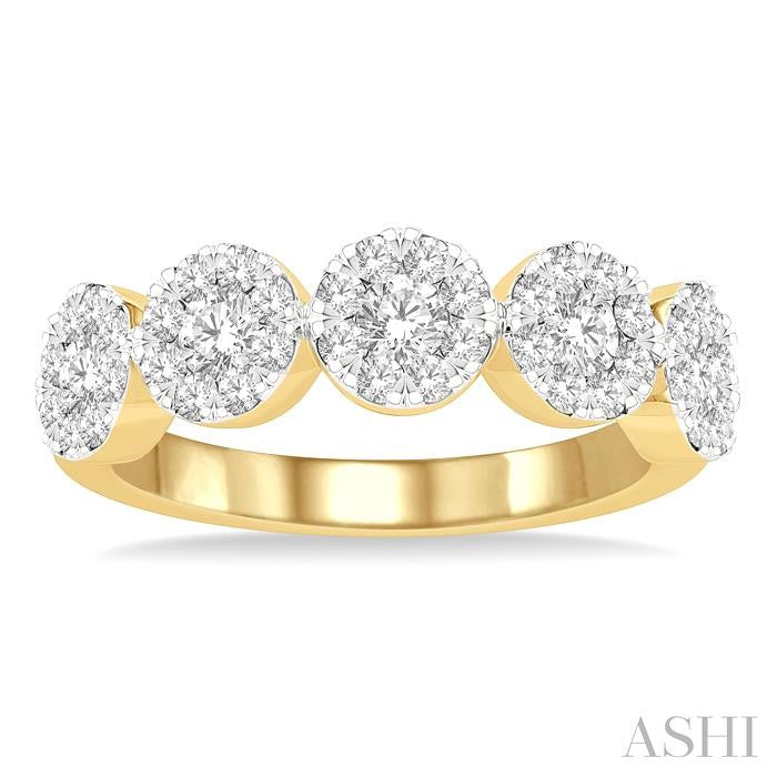 1 Ctw 5-Stone Shine Bright Round Cut Diamond Band in 14K Yellow and White Gold