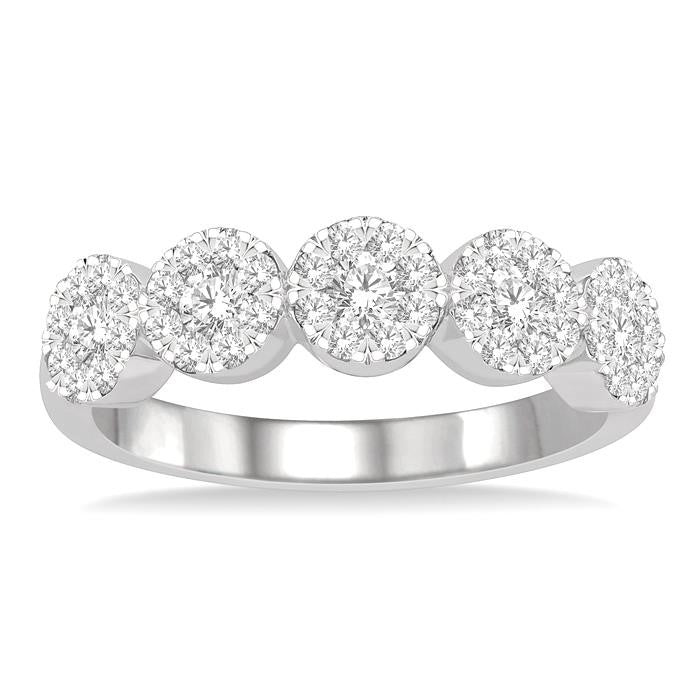 3/4 Ctw 5-Stone Shine Bright Round Cut Diamond Band in 14K White Gold