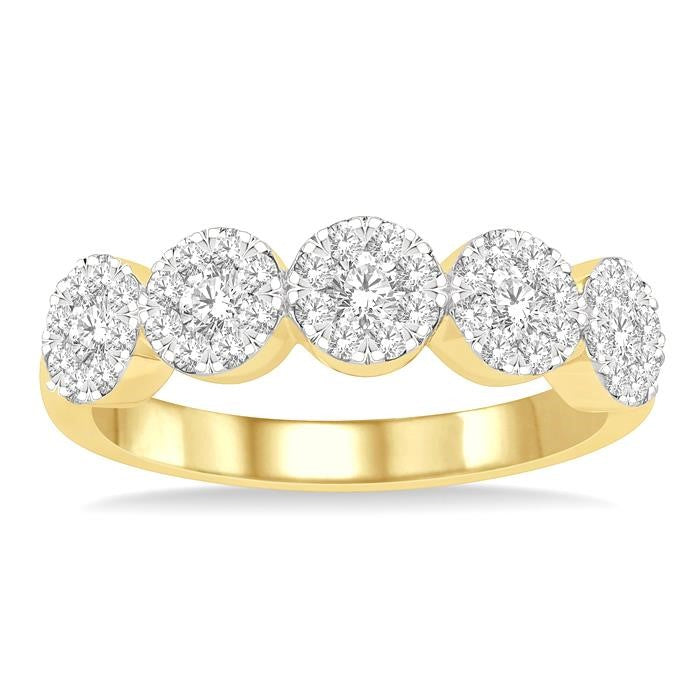 3/4 Ctw 5-Stone Shine Bright Round Cut Diamond Band in 14K Yellow & White Gold