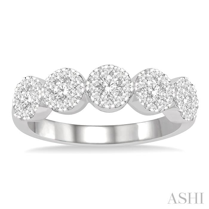3/4 Ctw 5-Stone Shine Bright Round Cut Diamond Band in 14K White Gold