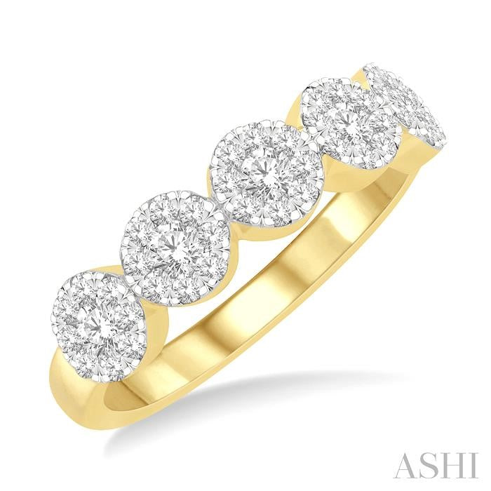 3/4 Ctw 5-Stone Shine Bright Round Cut Diamond Band in 14K Yellow & White Gold