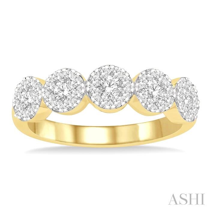 3/4 Ctw 5-Stone Shine Bright Round Cut Diamond Band in 14K Yellow & White Gold