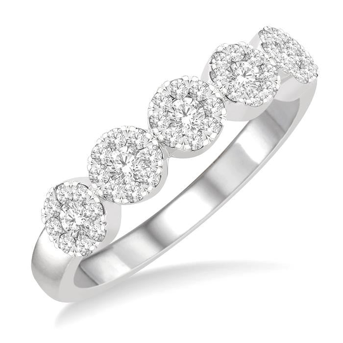 1/2 Ctw 5-Stone Shine Bright Round Cut Diamond Band in 14K White Gold