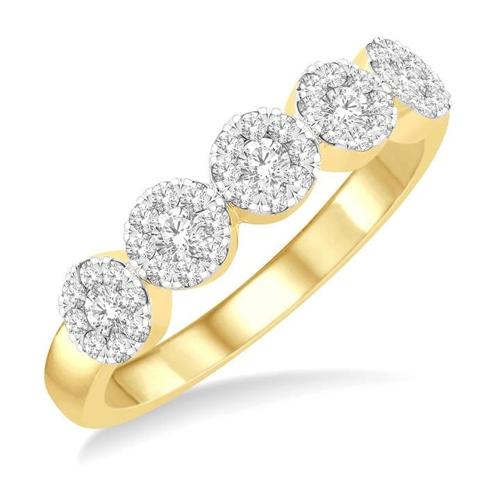 1/2 Ctw 5-Stone Shine Bright Round Cut Diamond Band in 14K Yellow & White Gold