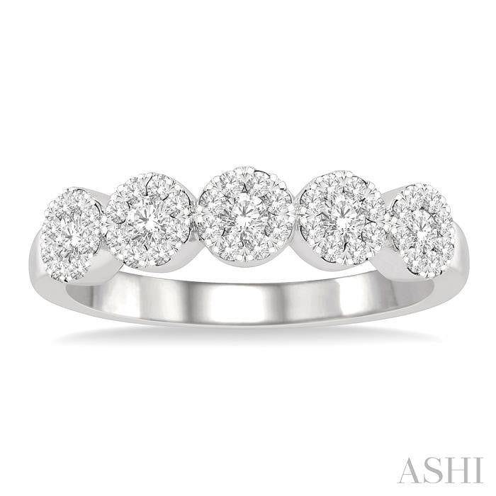1/2 Ctw 5-Stone Shine Bright Round Cut Diamond Band in 14K White Gold