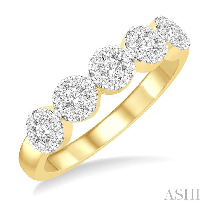 1/2 Ctw 5-Stone Shine Bright Round Cut Diamond Band in 14K Yellow & White Gold