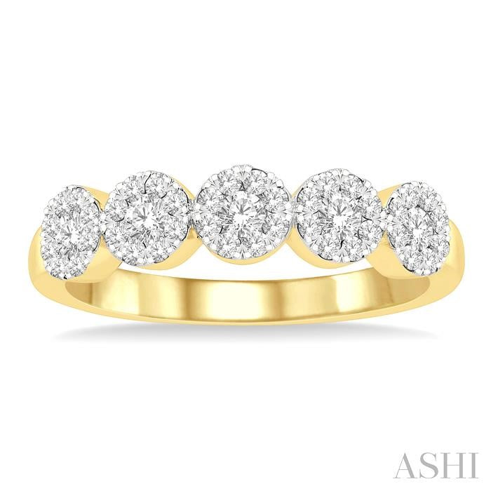 1/2 Ctw 5-Stone Shine Bright Round Cut Diamond Band in 14K Yellow & White Gold