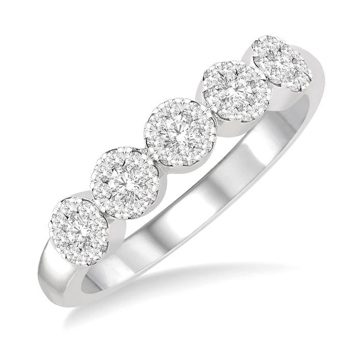 1/3 Ctw 5-Stone Shine Bright Round Cut Diamond Band in 14K White Gold